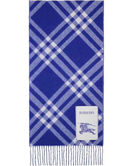 Burberry Check Cashmere Scarf in Blue for Men Lyst UK