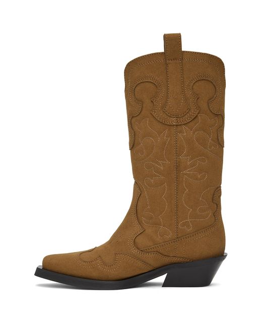 Ganni Brown Cowboy Boots