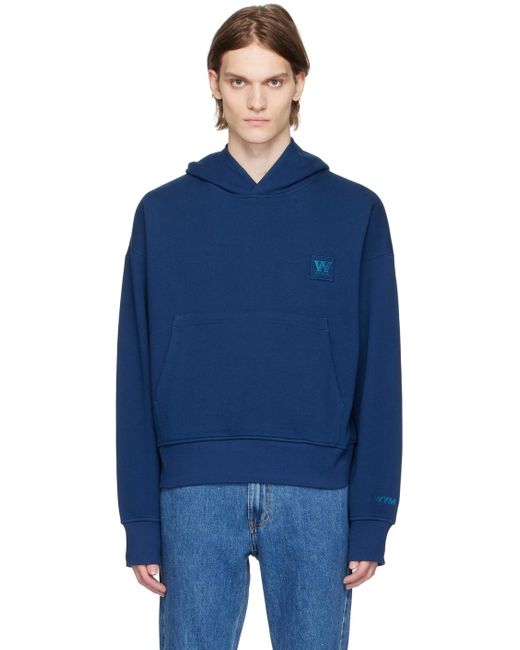 Wooyoungmi Blue Embroidered Hoodie for men