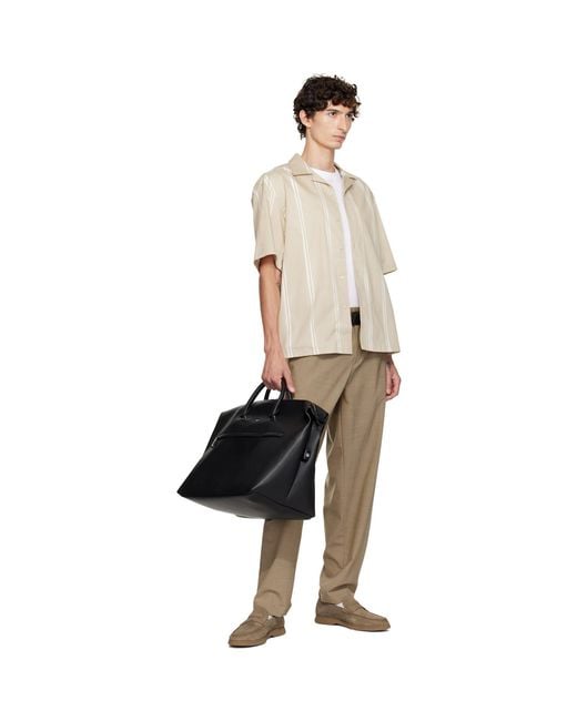 Boss Black Grained Faux-Leather Duffle Bag for men