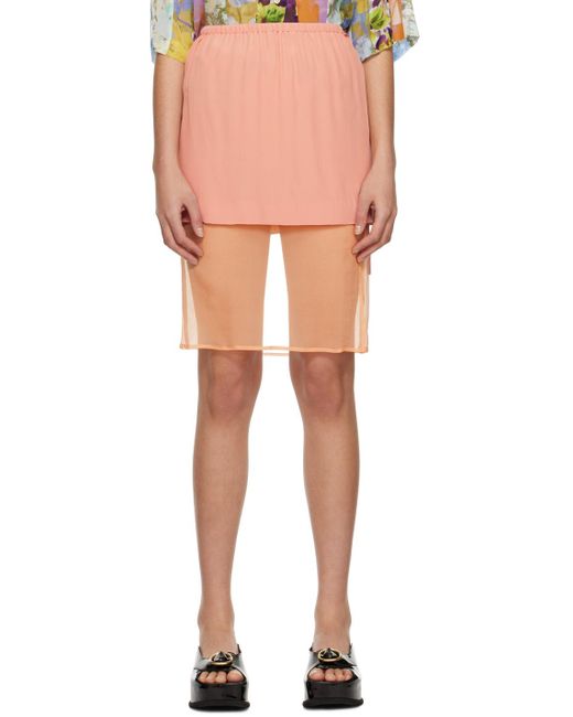 Dries Van Noten Multicolor Pink & Orange Satra Miniskirt