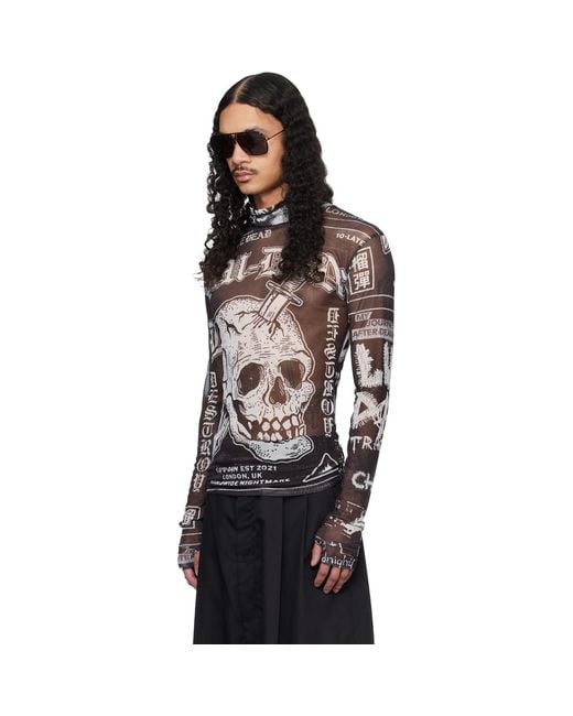 Lu'u Dan Black Masked Mesh Top for men