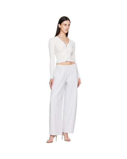 Alexander Wang White V-Neck Long Sleeve Pointelle Zip Cardigan