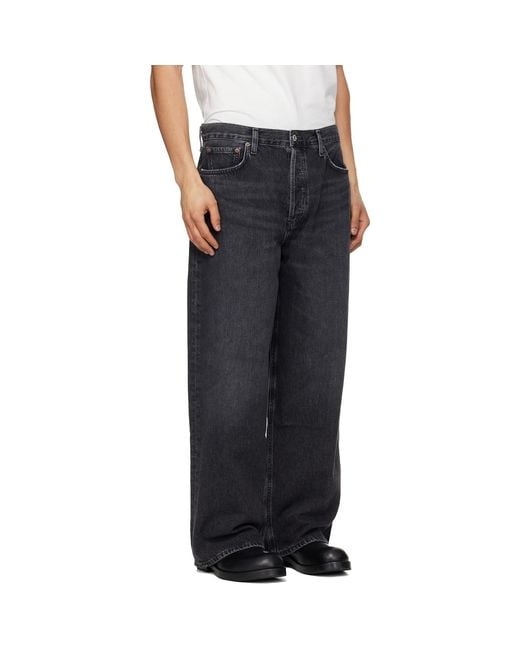 Agolde Black Low Slung Baggy Jeans for men