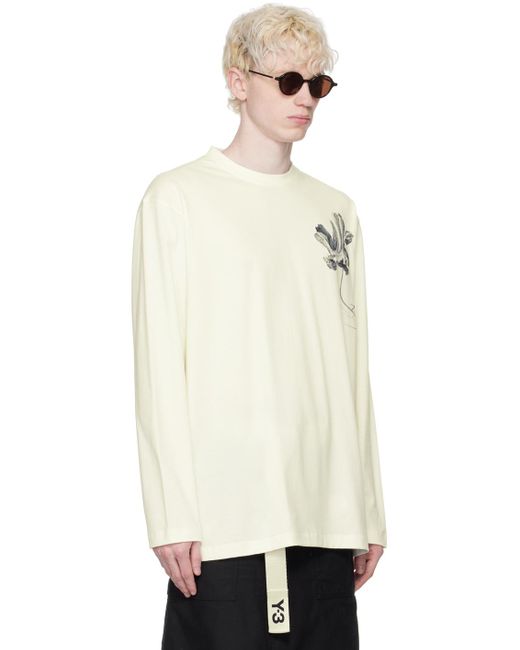 Y-3 Natural Off-white Graphic Long Sleeve T-shirt for men