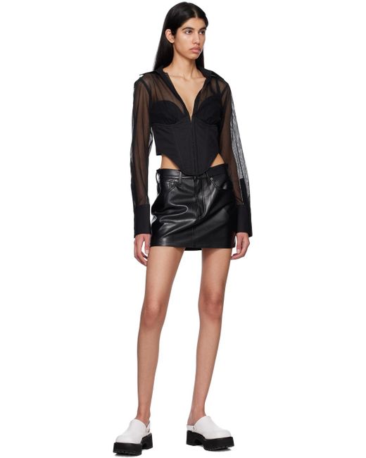 Agolde Black Liv Leather Miniskirt