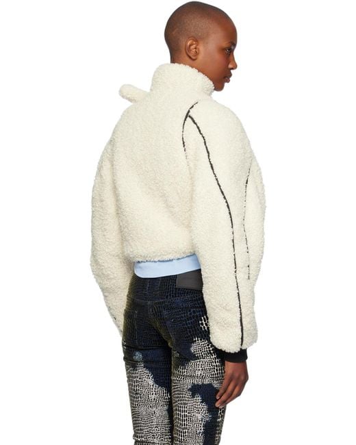 OTTOLINGER Padded Asymmetrical Sherpa Fleece Jacket in Natural 