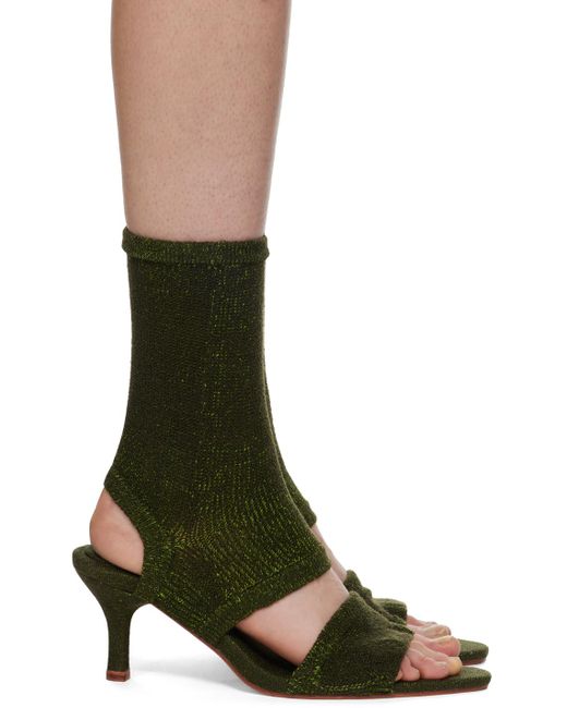 Isa Boulder Green Ssense Exclusive Heeled Sandals
