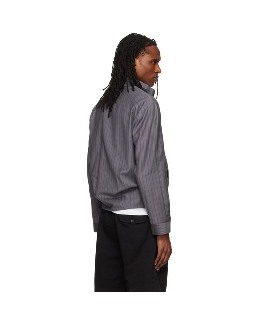 HUGO Gray Slim-Fit Chalk-Stripe Virgin Wool Jacket for men