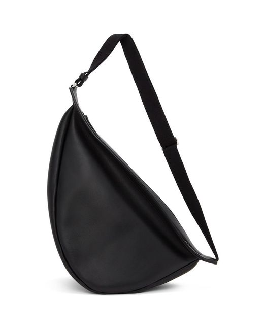MPROW Banana - Black Leather Large Slouchy Banana Bag | Curved Crossbody Bag