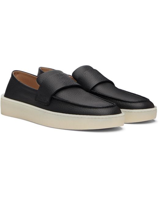 Boss Black Leather Loafers for men