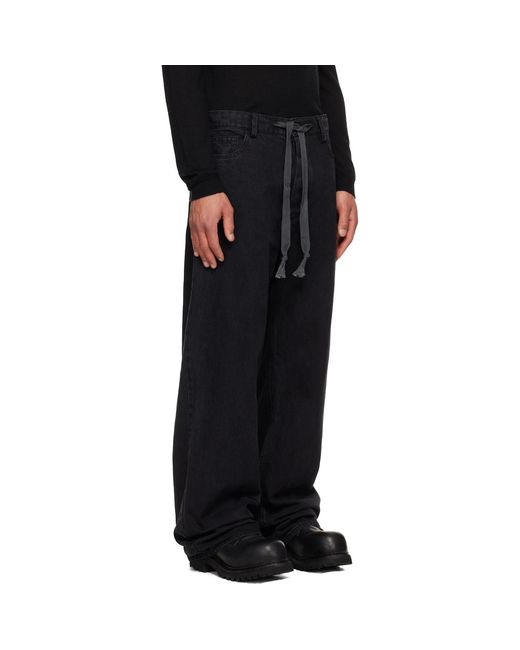 A Diciannoveventitre Black Washed Oversized Jeans for men