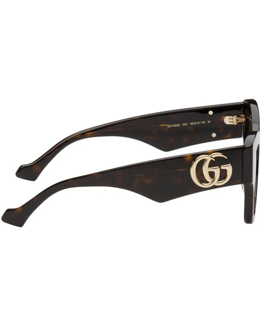 Gucci Black Tortoiseshell Cat-eye Sunglasses for men