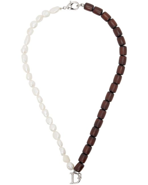 DSquared² Black White & Brown Shells Necklace for men