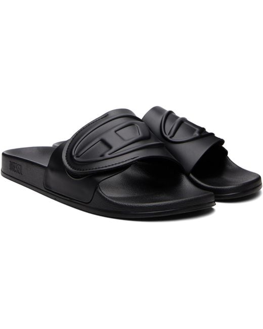 DIESEL Black Sa-bloop Srap Pool Slides for men