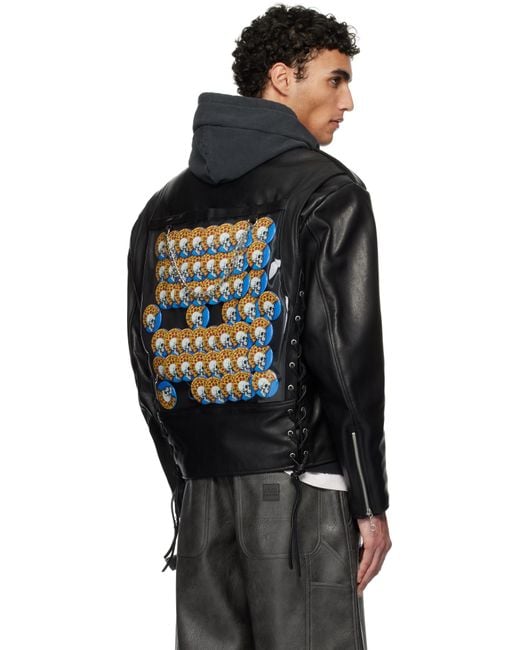 Doublet Black Ita Riders Leather Jacket for men