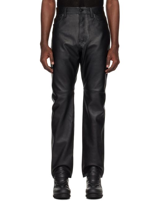 032c Black Patch Leather Pants for men