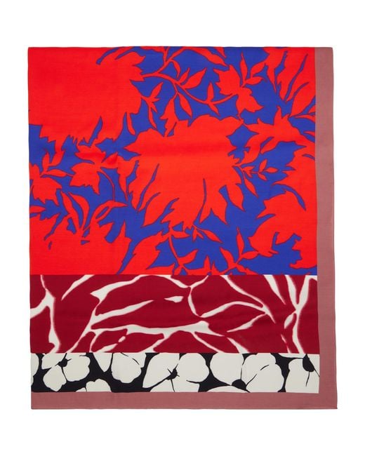 Dries Van Noten Red Printed Viscose Scarf for men