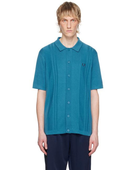 Fred Perry Blue Button Shirt for men
