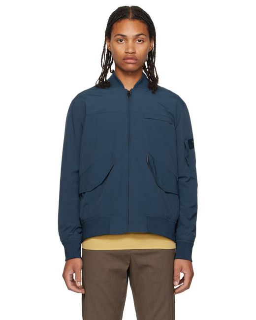 PS by Paul Smith Blue Zip Bomber Jacket for men