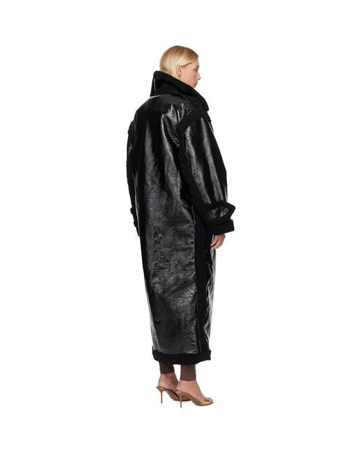 OTTOLINGER Black Oversized Split Faux-Shearling Coat