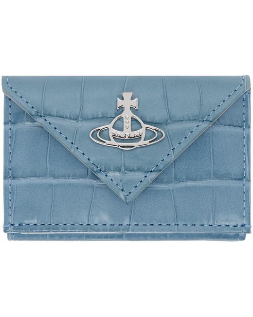 メンズ Vivienne Westwood ブルー クロコダイル エンベロープ ウォレット Blue