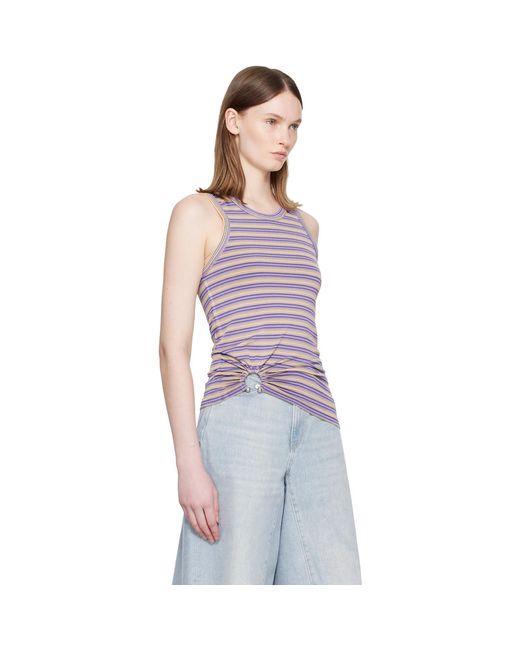 Rabanne Purple Striped Piercing Viscose Jersey Tank Top