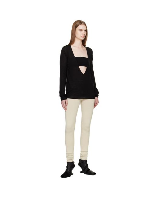 Rick Owens Black Temple Extreme V Neck Pull Sweater