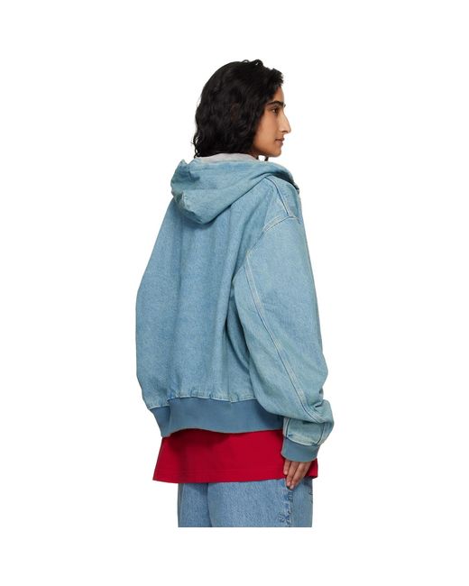 Vetements Blue Hooded Workwear Denim Jacket