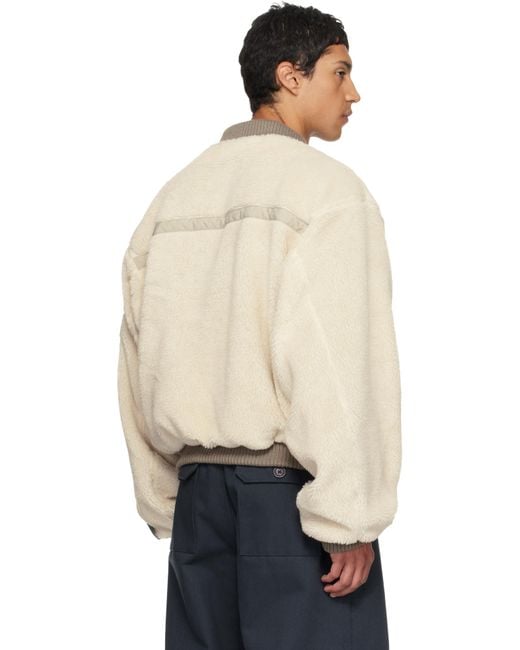 Reese Cooper Natural Sherpa Fleece Bomber Jacket for men