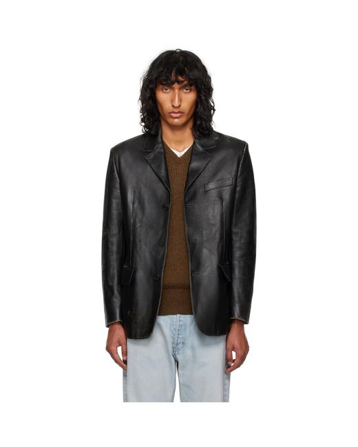 The Row Black Genki Leather Jacket for men