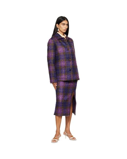 RESCHA Purple Ssense Exclusive Checked Jacket