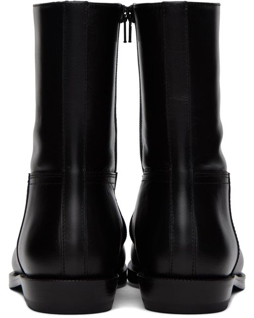 Dries Van Noten Black Leather Boots for men