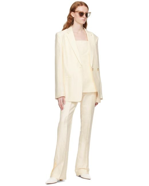 Helmut Lang Natural Off-white Double-breasted Blazer
