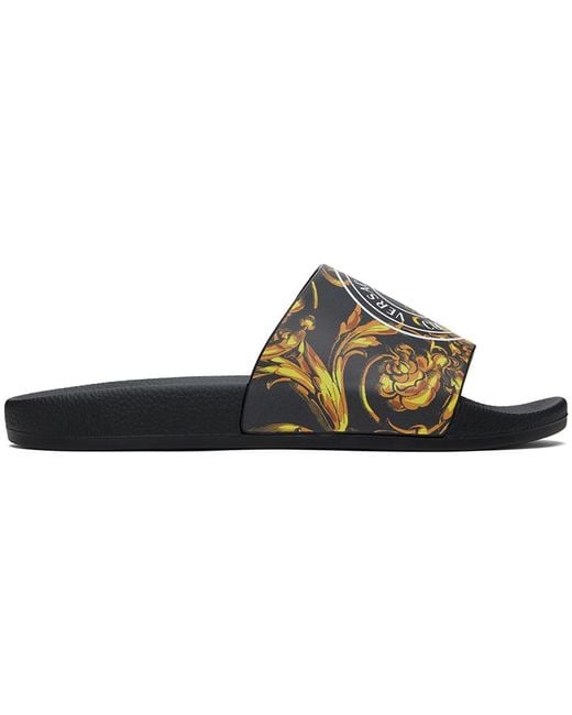 Versace Black Shelly Chain Couture Slides for men