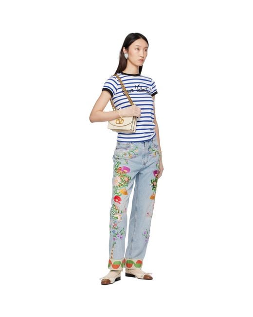 Valentino Multicolor Embroidered Jeans