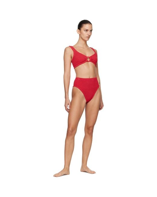Hunza G Red Nadine Tonal Hoops Bikini