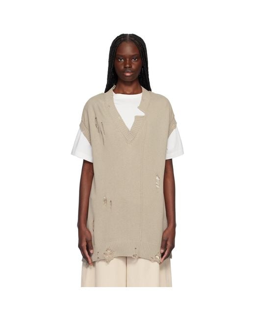 Yohji Yamamoto Multicolor Taupe 7G2P Jersey V Neck Vest