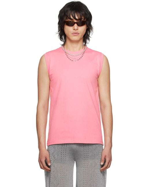 MARINE SERRE Pink Sleeveless T-shirt for men