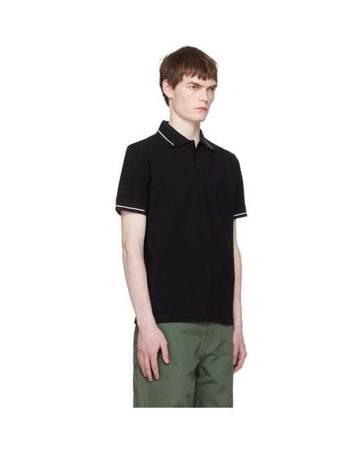 Moncler Black Logo Patch Cotton Polo for men