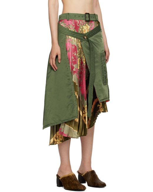 ANDERSSON BELL Green Ma-1 Scarf Midi Skirt
