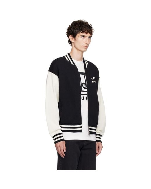 KENZO Black Paris Paris Emblem' Varsity Cardigan for men