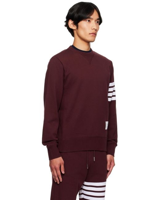 Thom Browne Red Burgundy Classic Loopback 4-Bar Sweatshirt for men