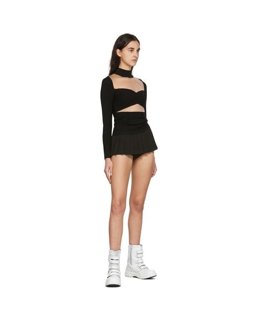 Pushbutton Black Sheer Paneled Turtleneck