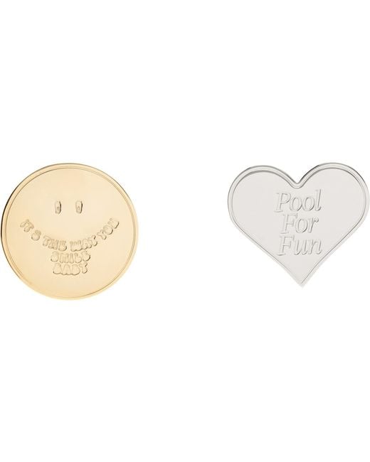 MM6 by Maison Margiela Metallic Souvenir Sticker Two-Tone Earrings