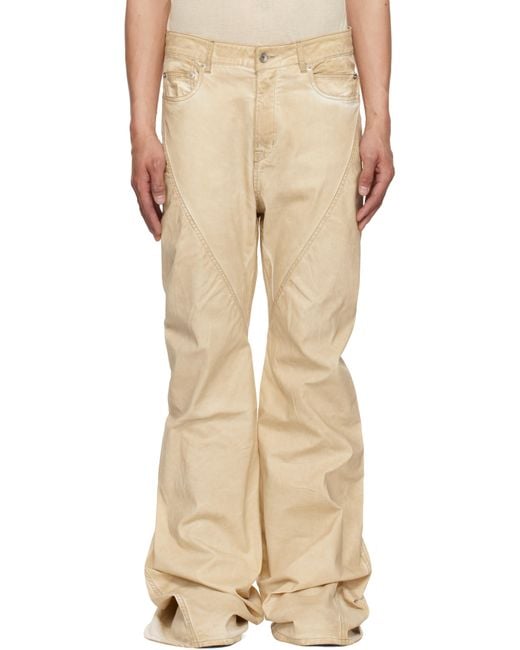 Rick Owens Natural Hollywood Bias Bootcut Jeans for men