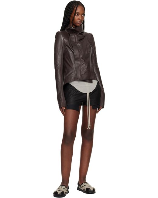 Rick Owens レディース ブラック Temple Fog レザーショートパンツ