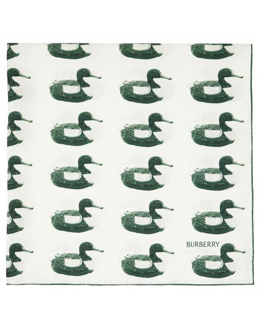 Burberry Green & White Duck Print Scarf