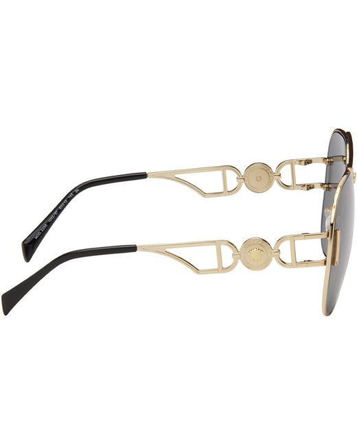 Versace Black Gold Medusa biggie Pilot Sunglasses