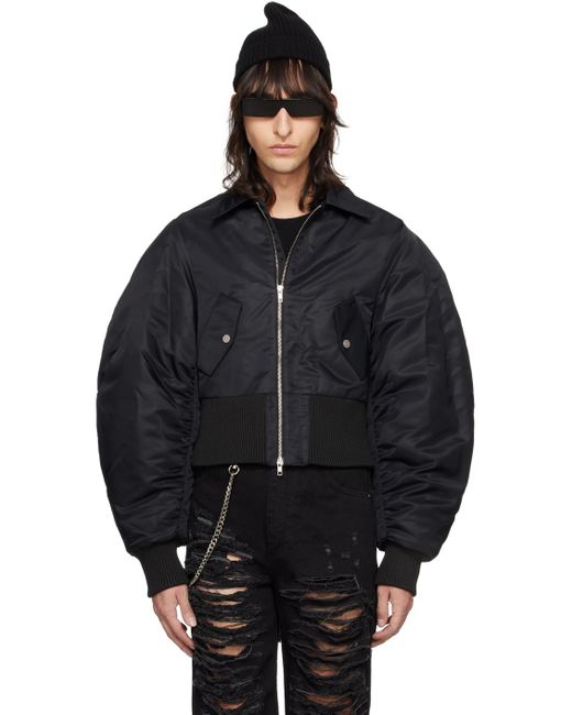 Egonlab Black Puff Bomber Jacket for men